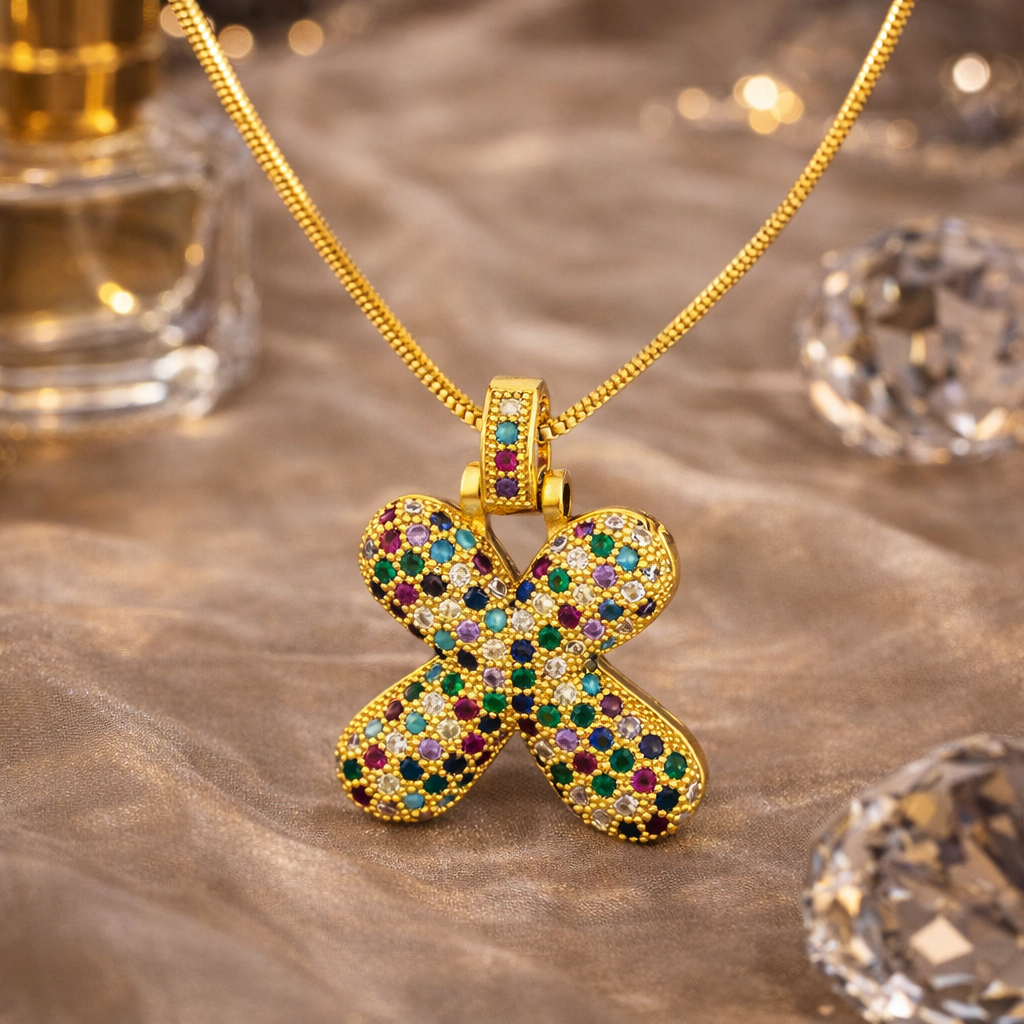 Collier Initiale Arc-en-Ciel – Signature Zircon