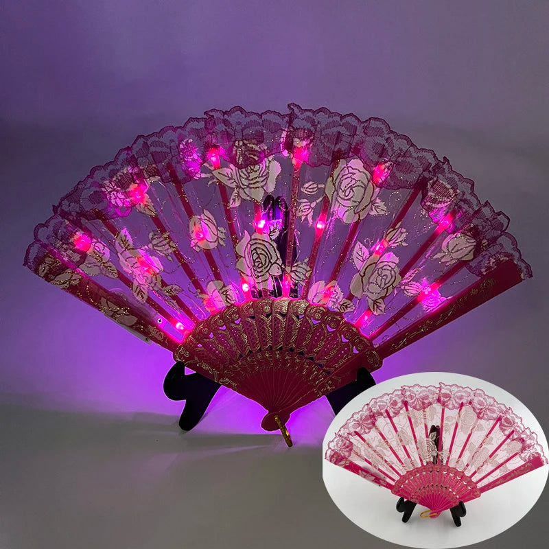 collection d’éventails LED en dentelle scintillante