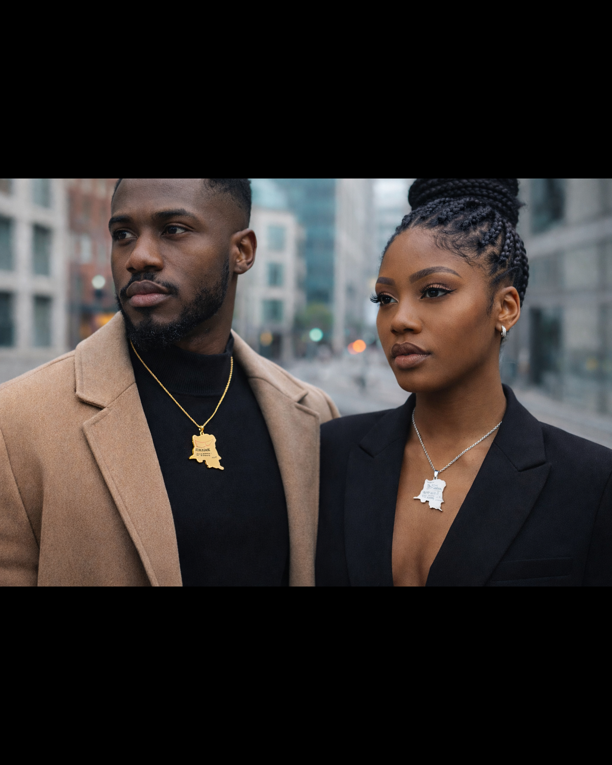 Collier Carte RDCongo – Héritage Rumba 🇨🇩 | Acier Inoxydable Or & Argent