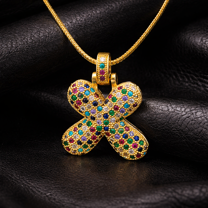 Collier Initiale Arc-en-Ciel – Signature Zircon