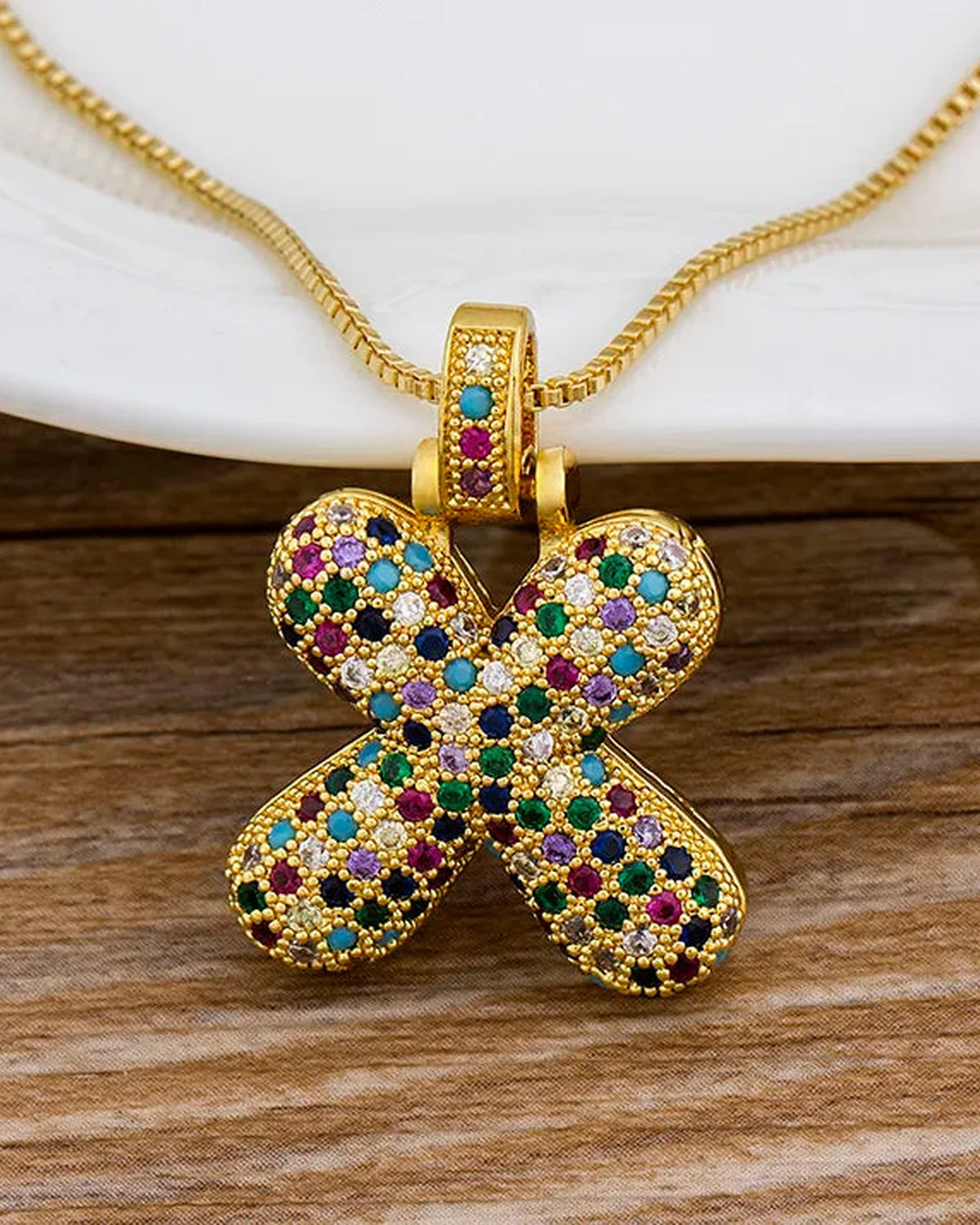 Collier Initiale Arc-en-Ciel – Signature Zircon