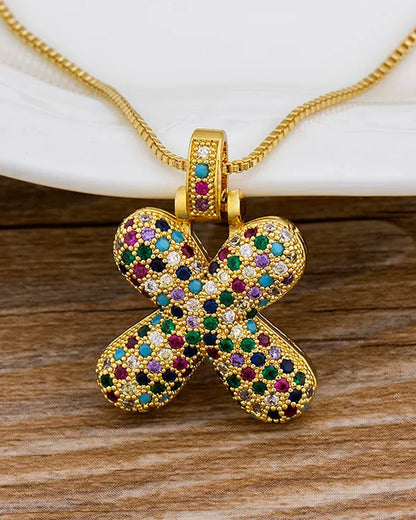 Collier Initiale Arc-en-Ciel – Signature Zircon