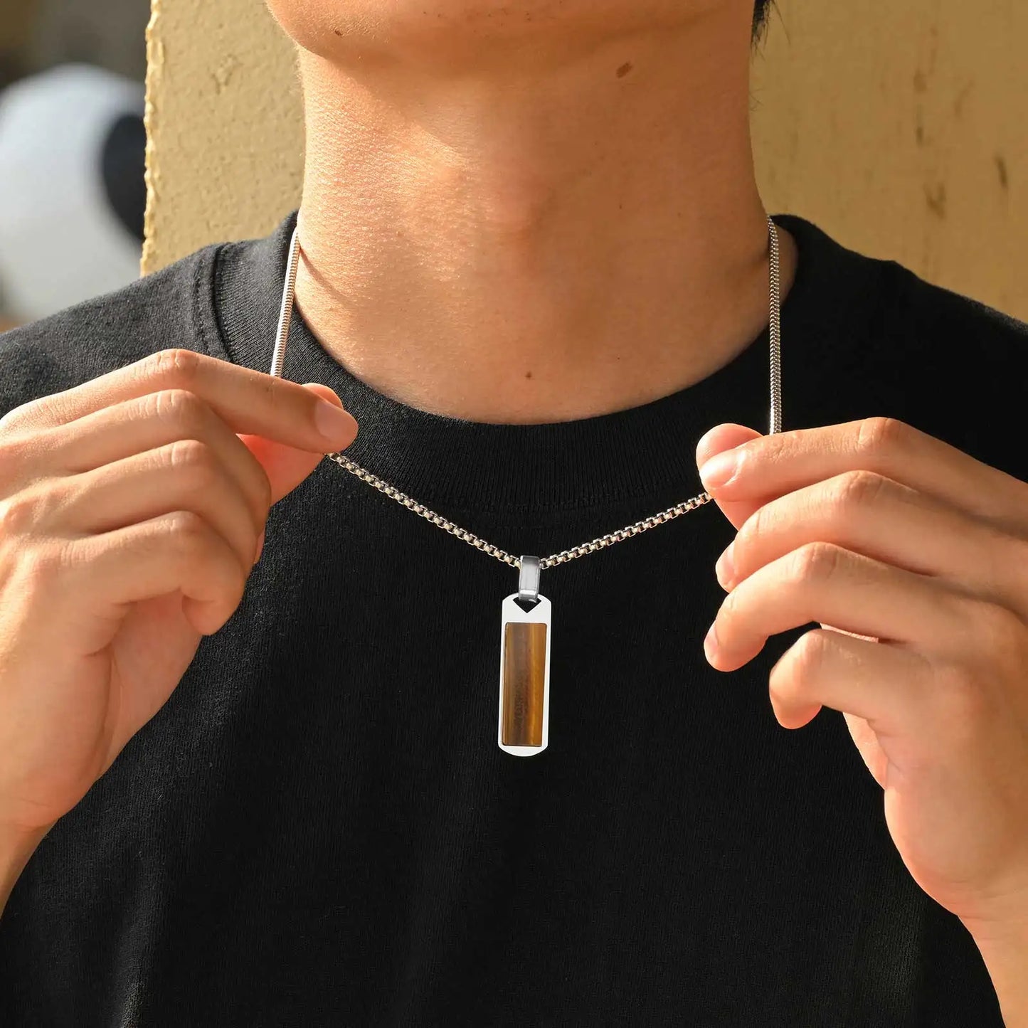 Collier Barre Pierre Naturelle — Style Minimaliste