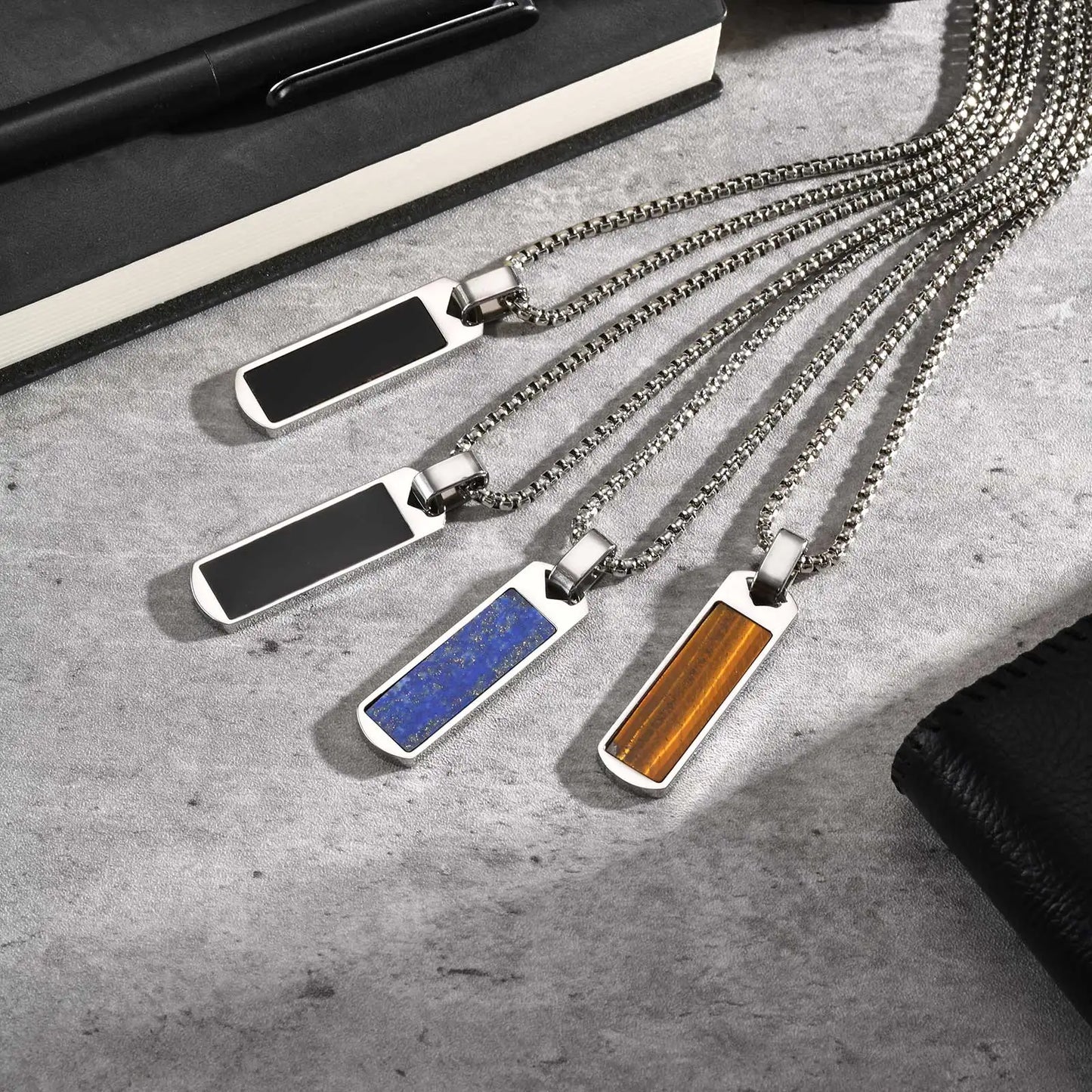 Collier Barre Pierre Naturelle — Style Minimaliste