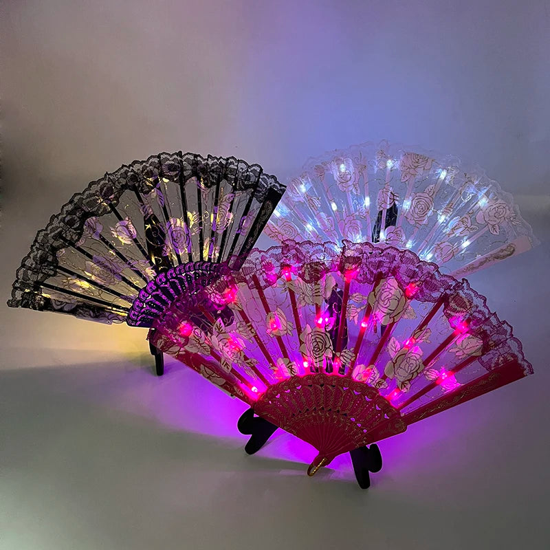 collection d’éventails LED en dentelle scintillante