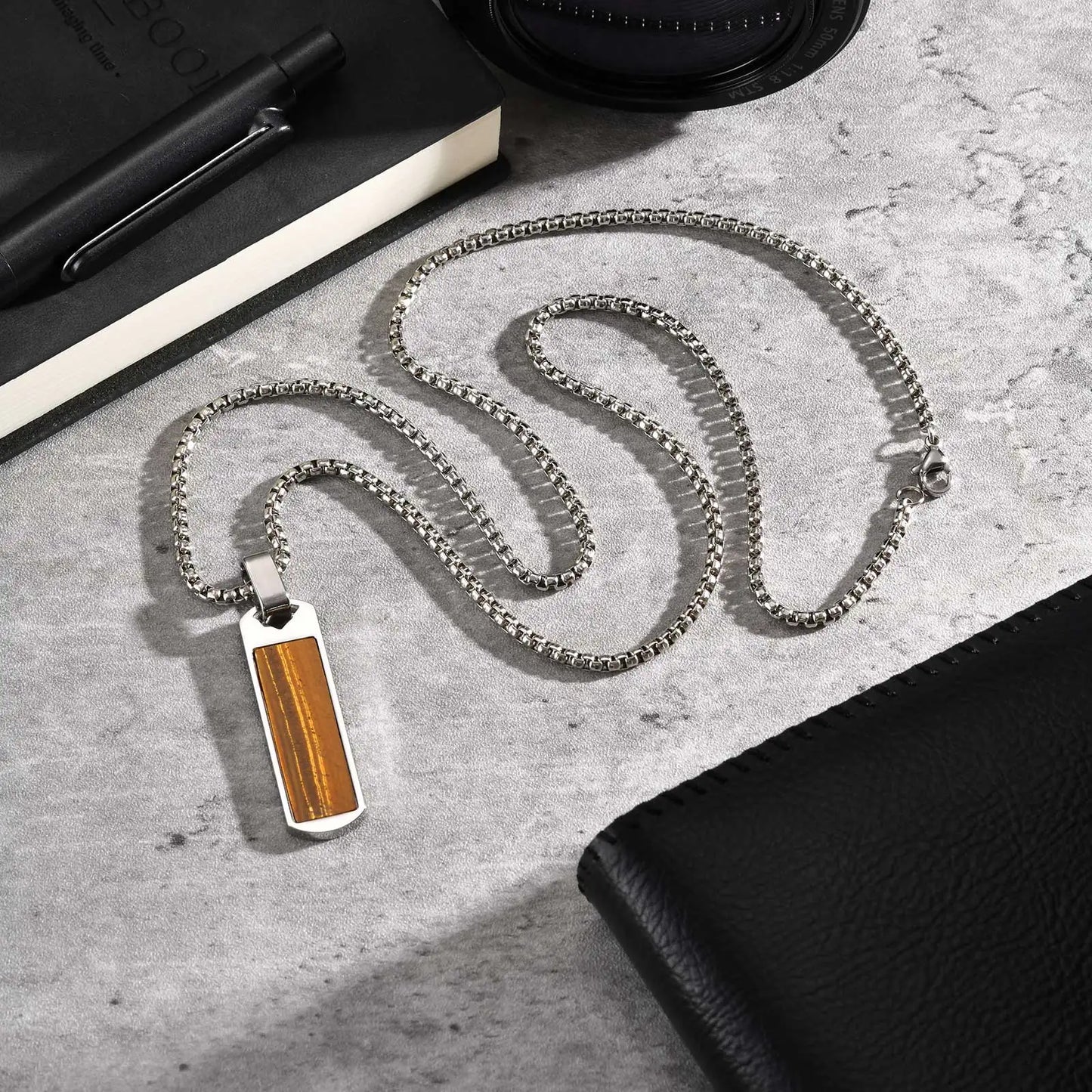 Collier Barre Pierre Naturelle — Style Minimaliste