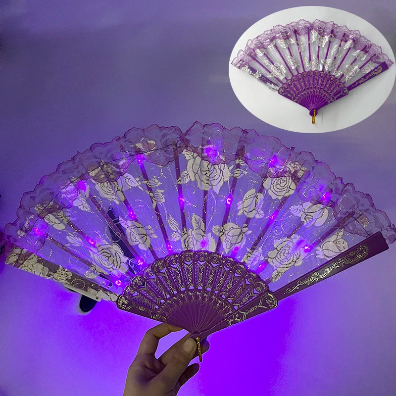collection d’éventails LED en dentelle scintillante