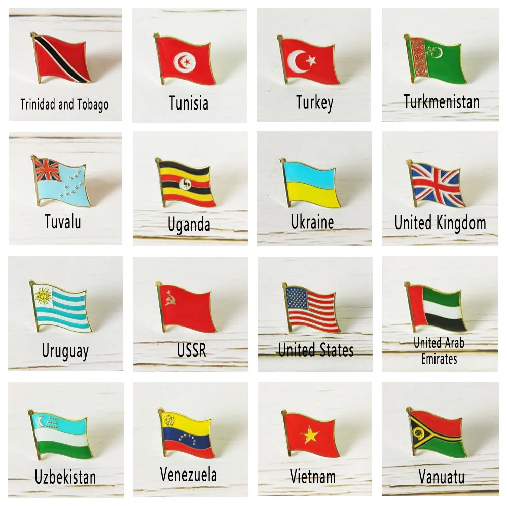 3 Pin's Drapeaux — Amériques
